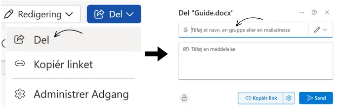 Del adgang til dokumenter i OneDrive