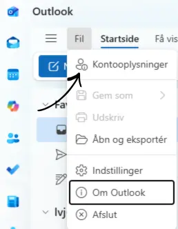 Konto oplysninger i outlook