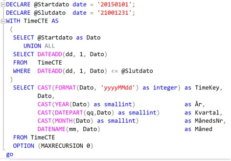 Eksempel på CTE i SQL