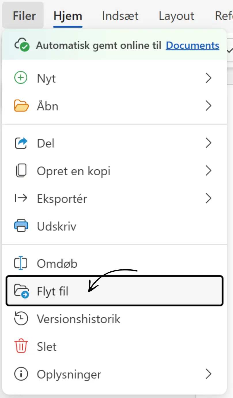 Sådan flytter du et dokument til en mappe