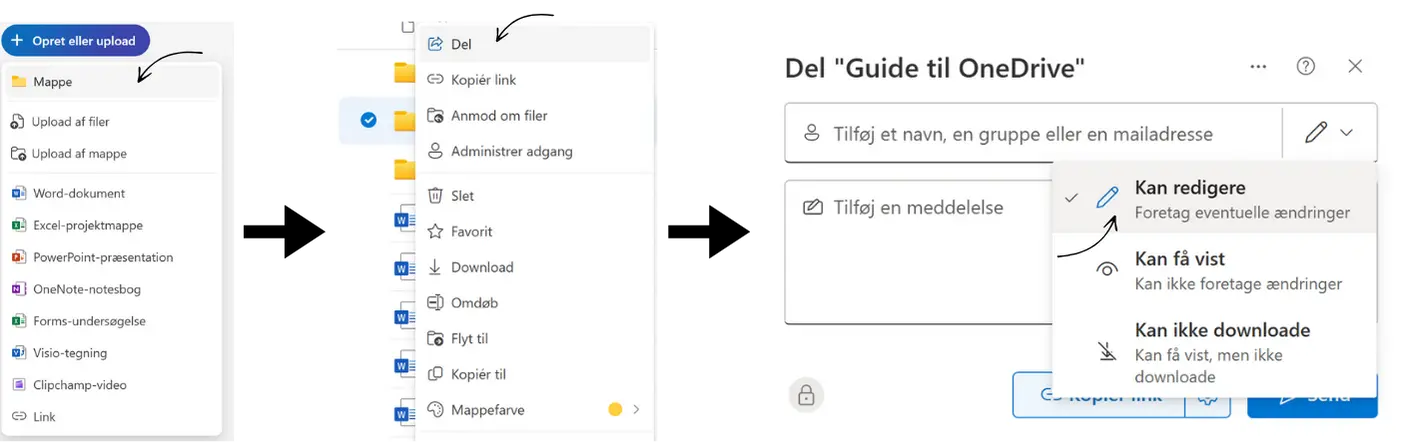 Sådan deler du en mappe i OneDrive